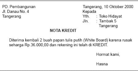 contoh nota kredit contoh nota kredit